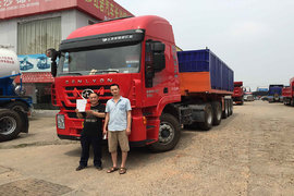 杰狮+半挂后翻自卸车