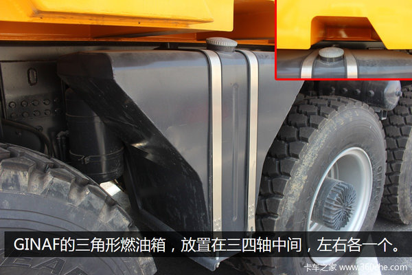 三轴转向的矿区萌兽 GINAF10X6自卸车