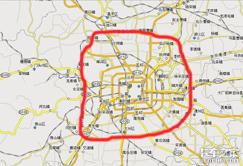 红线所表示的即为北京六环路