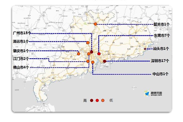珠三角地區貨車流量最大的卡口分佈圖
