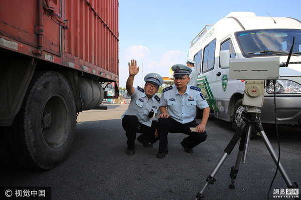 北京激光检测查尾气：一天罚2670辆货车
