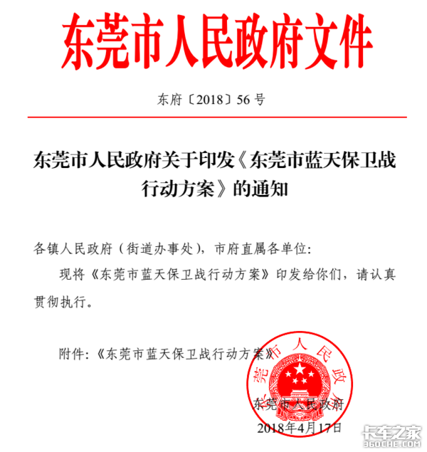 东莞市政府发文：这几样与卡车息息相关