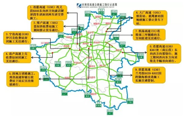河南省高速公路8-10月施工路段汇总
