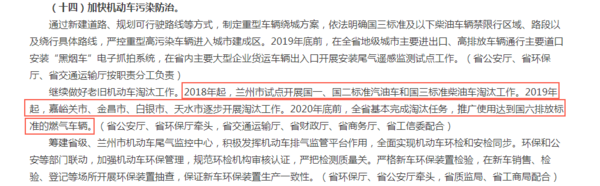 甘肅：明年元旦起停止銷售非國六汽柴油