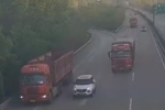 大货车高速违停 两司机上演惊险交接班