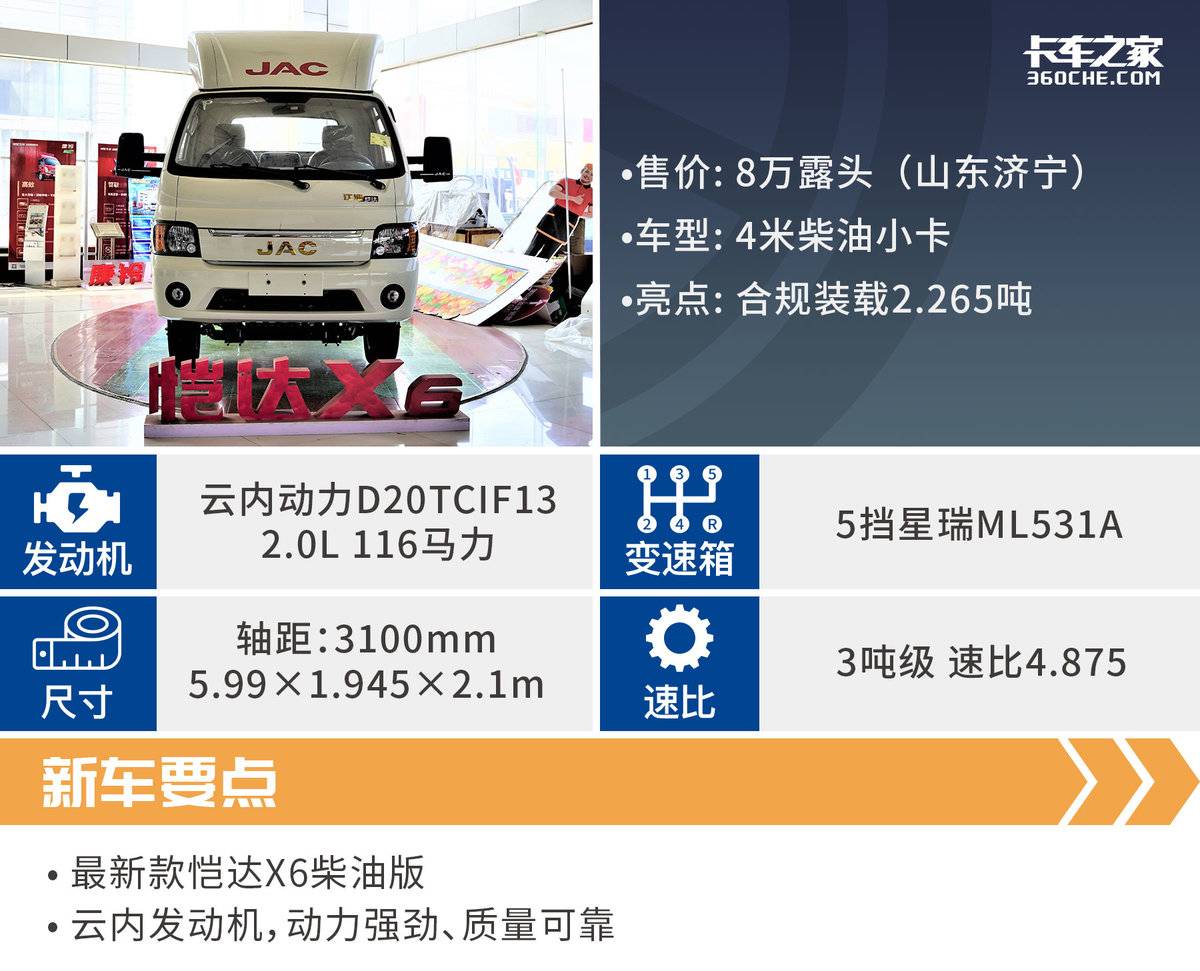 柴油版江淮恺达X6到新款 合规装2.265吨！