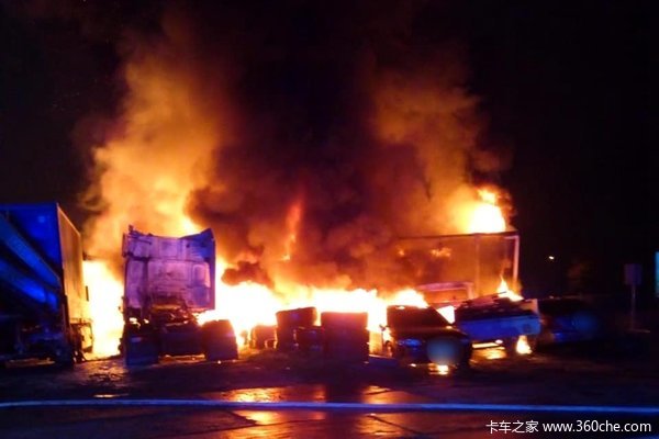 波兰一停车场发生起火 13辆卡车付之一炬 极有可能是纵火！