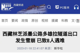 8人遇难！西藏林芝一隧道出口发生雪崩