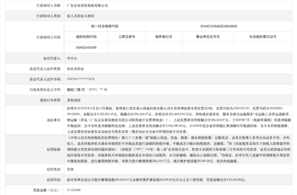 京东旗下物流公司涉嫌偷税约49万 面临罚款15万！