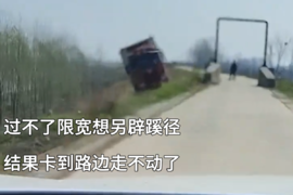 过不了限宽想另辟蹊径 结果卡到路边走不动了