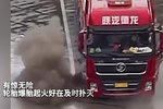 车辆突然爆胎爆燃!及时扑灭有惊无险