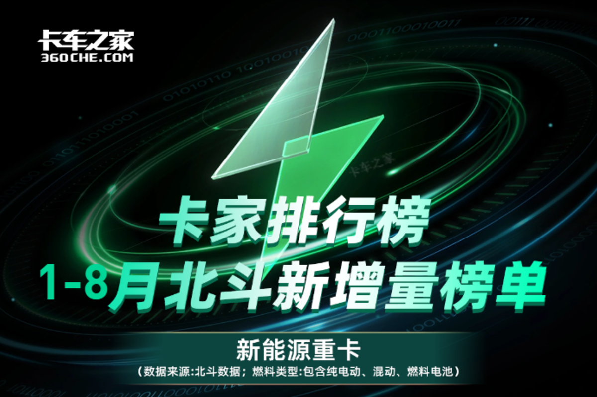 8月新能源重卡北斗新增榜单出炉 冠军争夺战进入白热化!