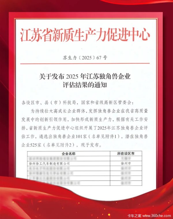 创新引领 徐工汽车获评2025年江苏独角兽企业