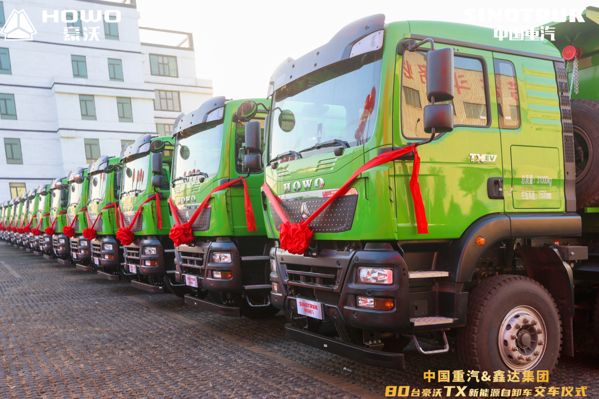 交车即启航，绿动新钢城！80台豪沃新能源自卸车荣耀交付，助力唐山开启零碳运输新征程图片