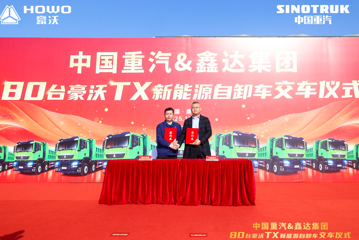 交车即启航，绿动新钢城！80台豪沃新能源自卸车荣耀交付，助力唐山开启零碳运输新征程图片