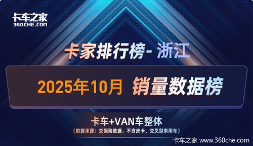 2025年10月浙江 货车销量榜：五菱夺冠 远程同比增长45.3%领跑
