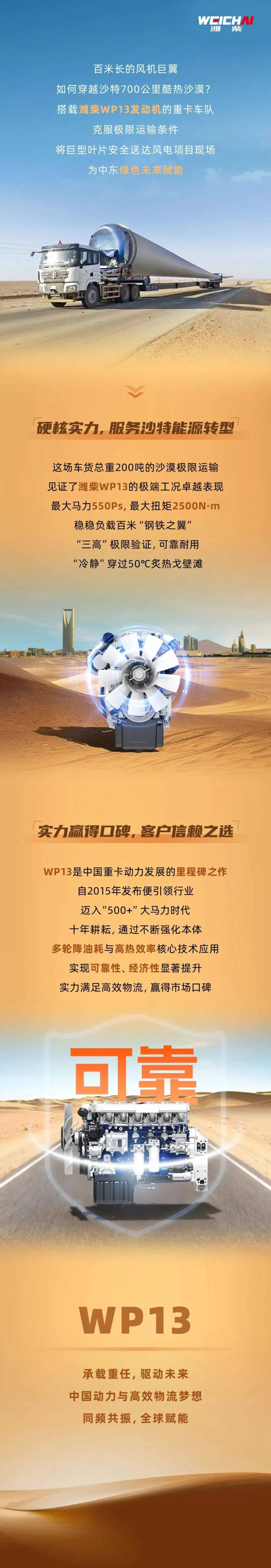 在沙特沙漠，见证潍柴发动机的运输力量图片2