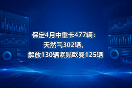 保定4月中重卡477辆：天然气302辆，解放130辆紧贴欧曼125辆