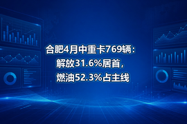 合肥4月中重卡769辆：解放31.6%居首，燃油52.3%占主线