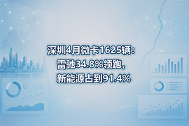 深圳4月微卡1625辆：雷驰34.8%领跑，新能源占到91.4%