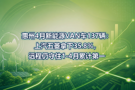 惠州4月新能源VAN车137辆：上汽五菱拿下35.8%，远程仍守住1-4月累计第一