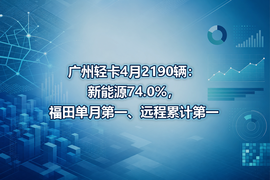 广州轻卡4月2190辆:新能源74.0%,福田单月第一、远程累计第一