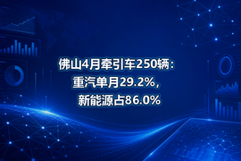 佛山4月牵引车250辆：重汽单月29.2%，新能源占86.0%