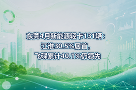 东莞4月新能源轻卡131辆:江淮30.5%居首,飞碟累计40.1%仍领先