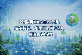 随州4月VAN车217辆:威尔特芬、龙星汇同为36辆,燃油占94.9%