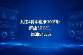 九江4月中重卡101辆:解放37.6%,燃油51.5%