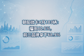 朝阳微卡4月103辆：福田40.8%，前三品牌拿下68.9%