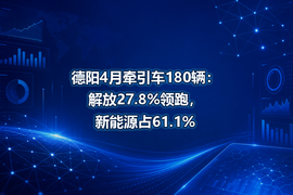 德阳4月牵引车180辆：解放27.8%领跑，新能源占61.1%