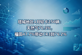 塔城地区4月轻卡256辆:天然气70.3%,福田47.7%带动CR3到76.2%