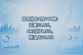 昆明微卡4月640辆：五菱53.8%，CR3到78.3%，燃油占88.0%