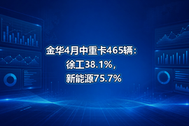 金华4月中重卡465辆：徐工38.1%，新能源75.7%