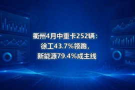 衢州4月中重卡252辆：徐工43.7%领跑，新能源79.4%成主线