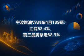 宁波燃油VAN车4月189辆:江铃52.4%,前三品牌拿走88.9%