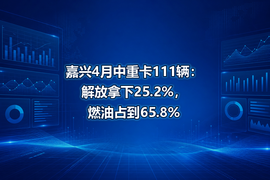 嘉兴4月中重卡111辆：解放拿下25.2%，燃油占到65.8%