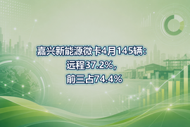 嘉兴新能源微卡4月145辆:远程37.2%,前三占74.4%