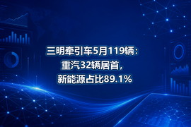 三明牵引车5月119辆:重汽32辆居首,新能源占比89.1%
