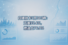 白银微卡5月303辆：五菱55.4%，燃油占76.9%