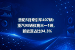 贵阳5月牵引车407辆:重汽98辆仅高三一1辆,新能源占比94.3%