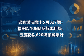 邯郸燃油微卡5月327辆:福田以106辆反超单月榜,五菱仍以620辆领跑累计