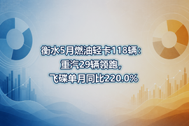 衡水5月燃油轻卡118辆：重汽29辆领跑，飞碟单月同比220.0%