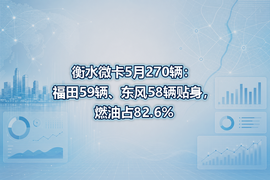 衡水微卡5月270辆：福田59辆、东风58辆贴身，燃油占82.6%