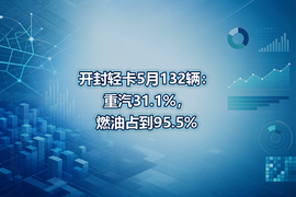 开封轻卡5月132辆：重汽31.1%，燃油占到95.5%