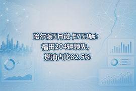 哈尔滨5月微卡753辆:福田204辆领先,燃油占比82.5%