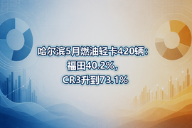 哈尔滨5月燃油轻卡420辆:福田40.2%,CR3升到73.1%