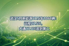 武汉5月新能源VAN车1064辆：远程27.5%，大通17.1%追到第二