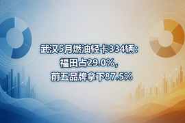 武汉5月燃油轻卡334辆：福田占29.0%，前五品牌拿下87.5%